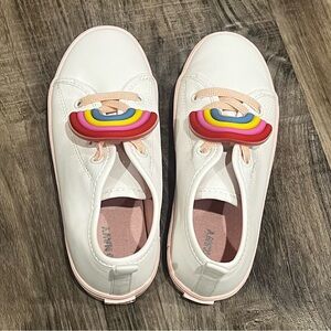 Kids White Sneakers with Rainbow Detail